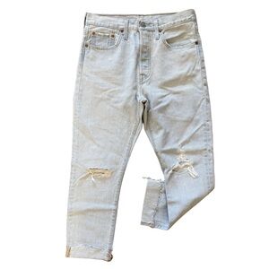 LEVI’S 501 SKINNY JEANS ✨ High Rise Cropped Raw Hem Distressed 28